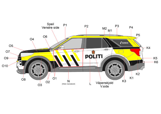 Uniformering av venstre side til Ford Explorer Politi